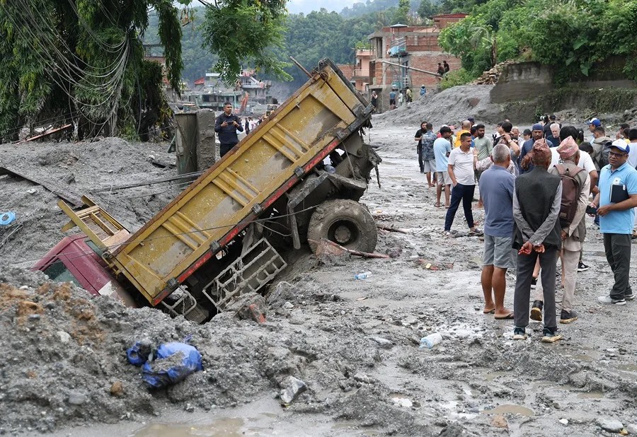 Destrucción en la frontera entre Nepal y Tíbet